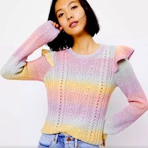 NWT Loft Rainbow Ombré Flutter Sleeve Sweater